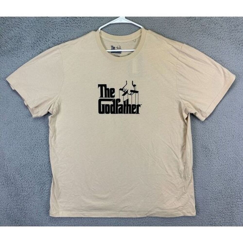 The God Father T-Shirt Adult 3XL Beige Graphic Print Short Sleeve Tee Mens NEW
